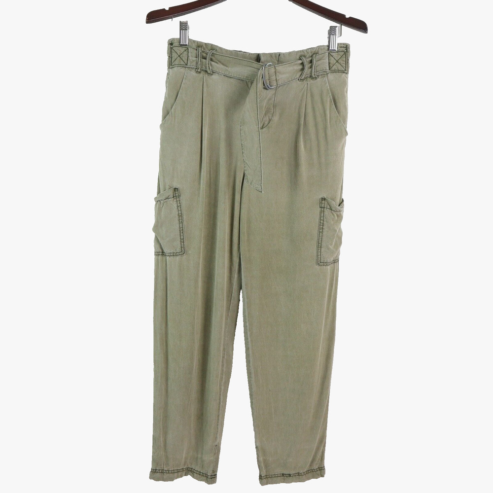Free People Size 2 Summer's Over Cargo Pants Slouchy Crop Green
